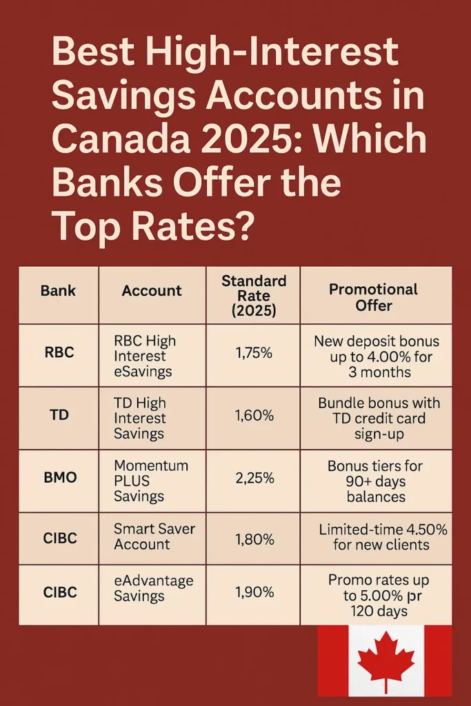 Comparison of high-interest savings accounts used to save money in Canada