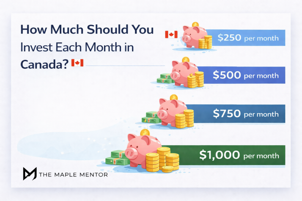 Monthly investing comparison chart how much should you invest each month in Canada examples