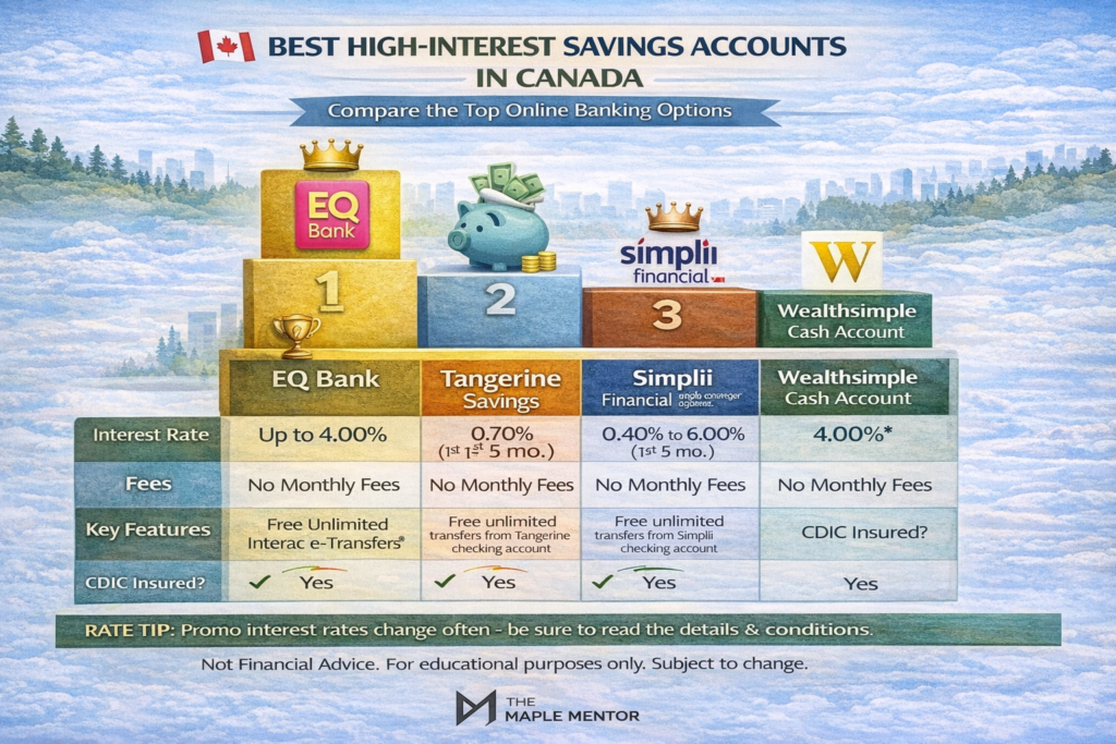 Account comparison chart best bank accounts for investing in Canada comparison