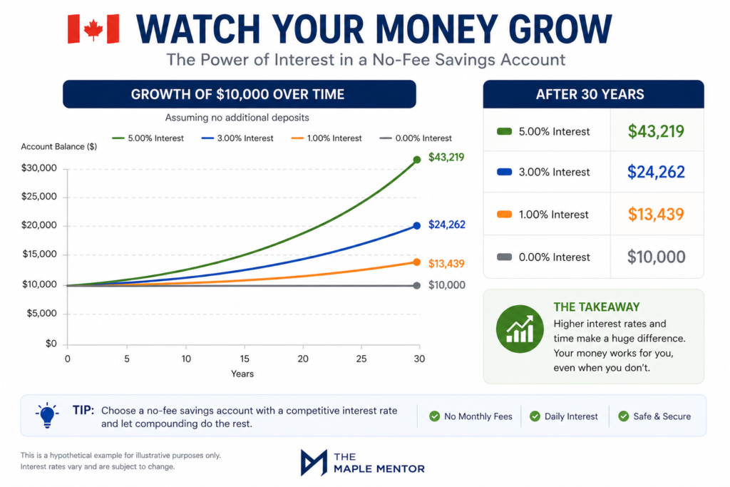 savings account interest growth Canada no fee