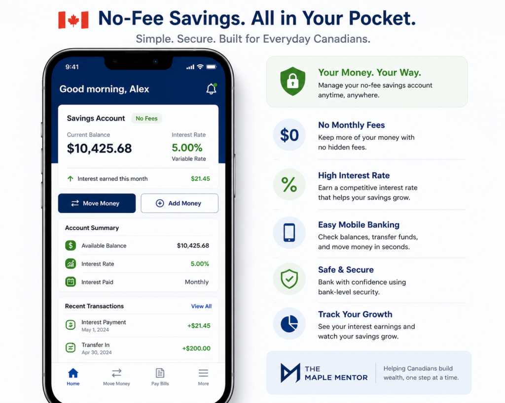 no fee savings account mobile banking Canada
