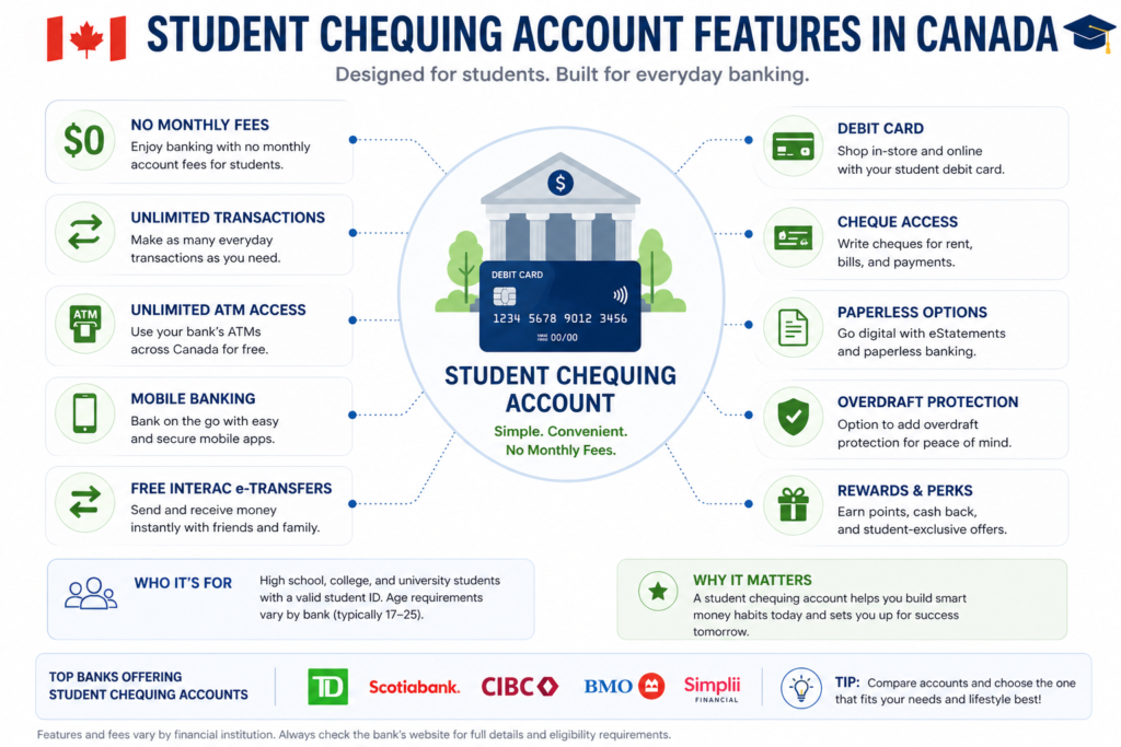 student chequing account features Canada