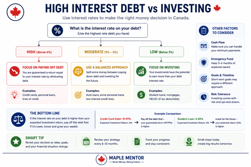 high interest debt vs investing decision Canada