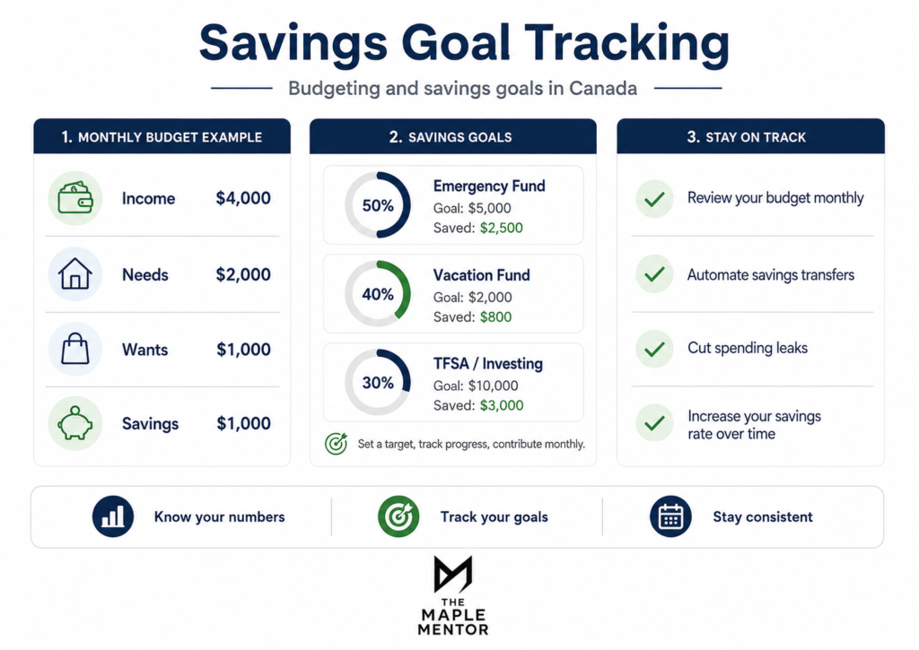 Savings goal tracking graphic budgeting and savings goals Canada