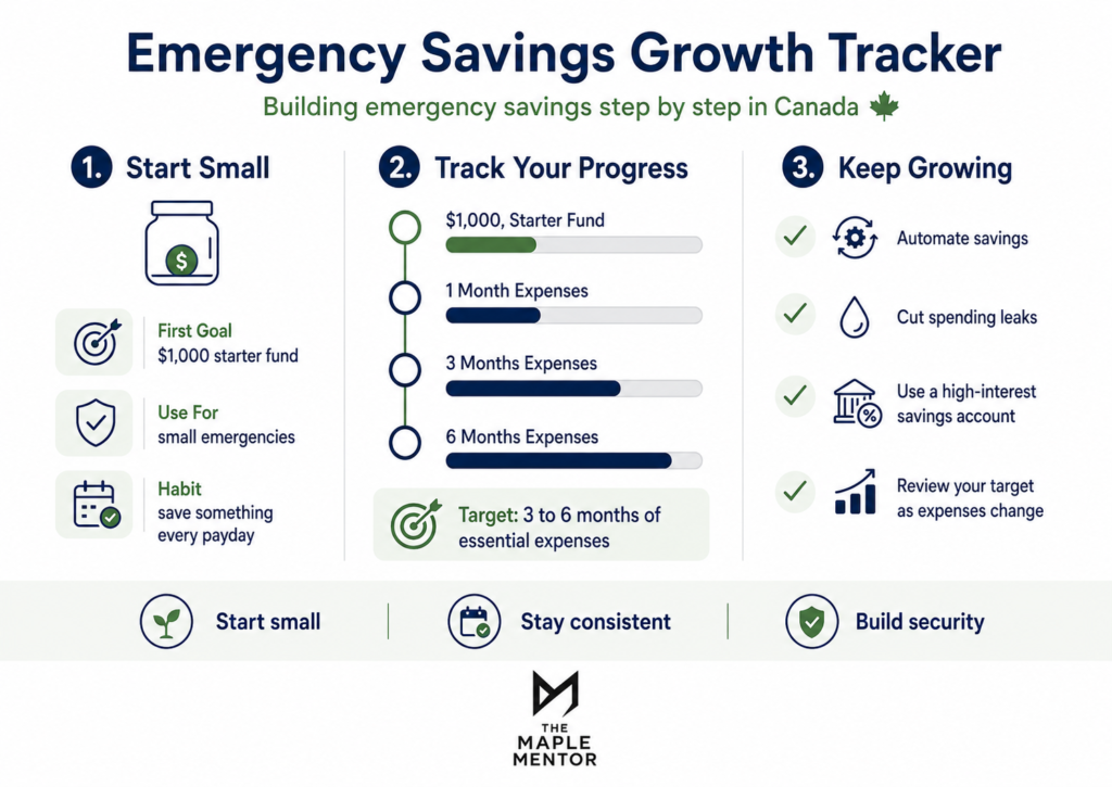 Savings growth tracker building emergency savings step by step Canada
