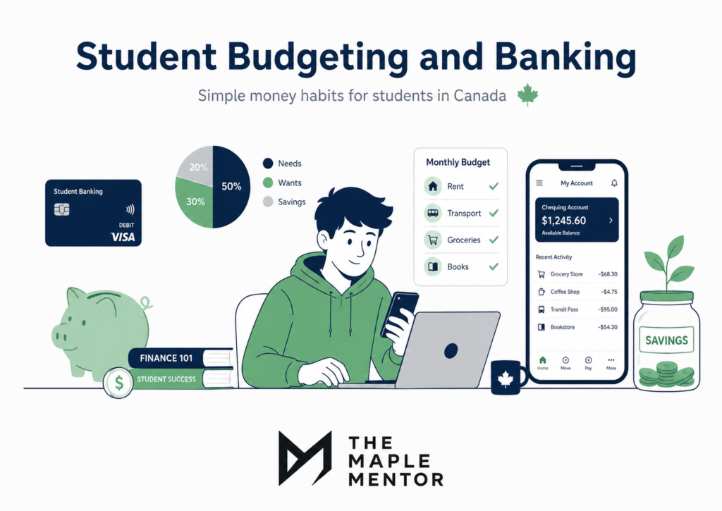 Student budgeting and banking illustration student budgeting and banking Canada