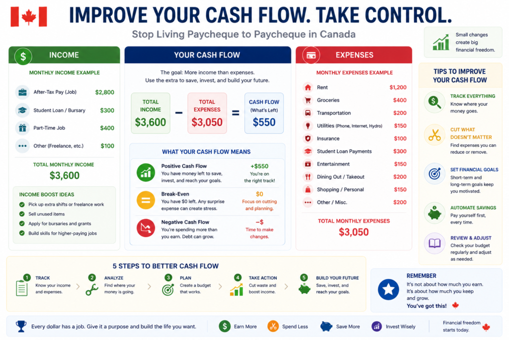 improving cash flow to stop living paycheck to paycheck Canada