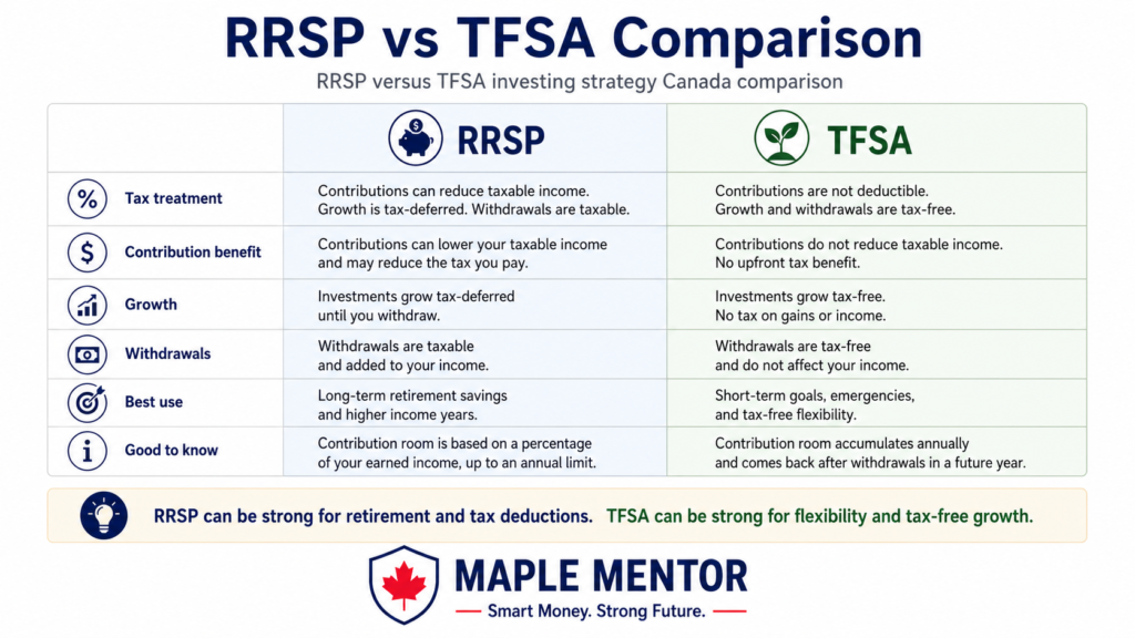 RRSP versus TFSA investing strategy Canada comparison