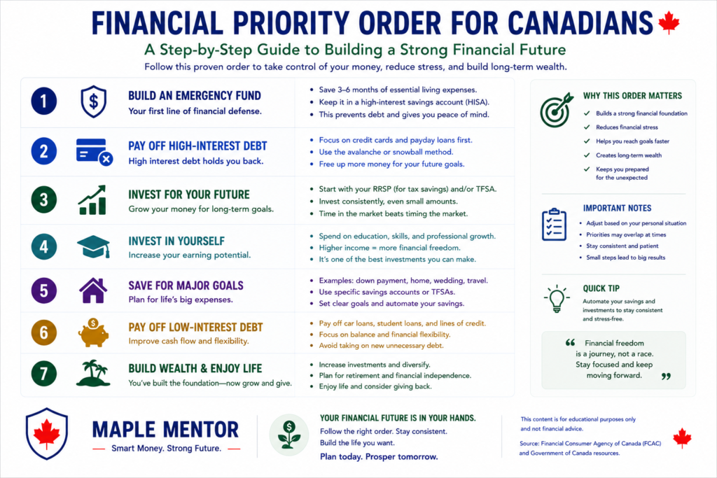 Financial Priority Order for Canadians financial priority order emergency fund debt repayment and investing