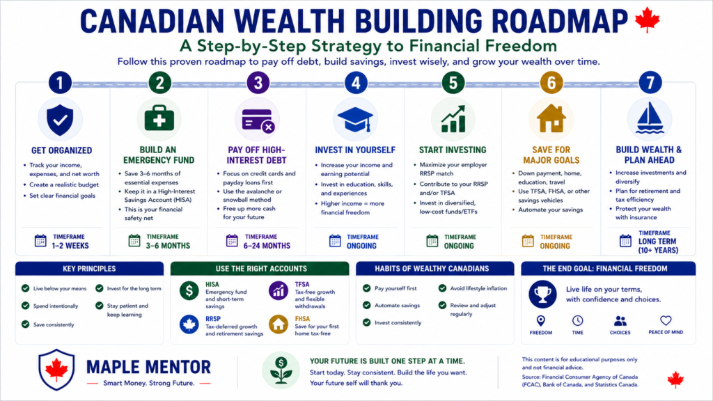 Canadian Wealth Building Roadmap step by step Canadian wealth building strategy from debt repayment to investing