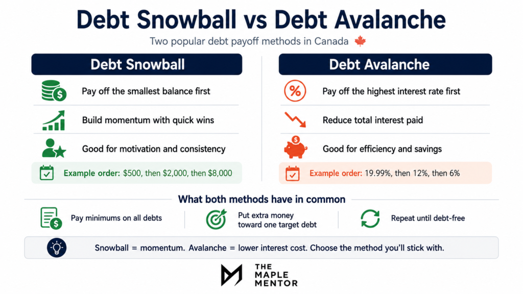 debt snowball versus debt avalanche method Canada