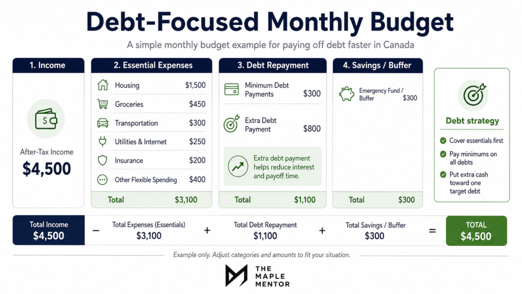 debt-focused monthly budget Canada
