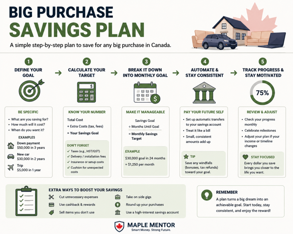 save for big purchases Canada monthly savings