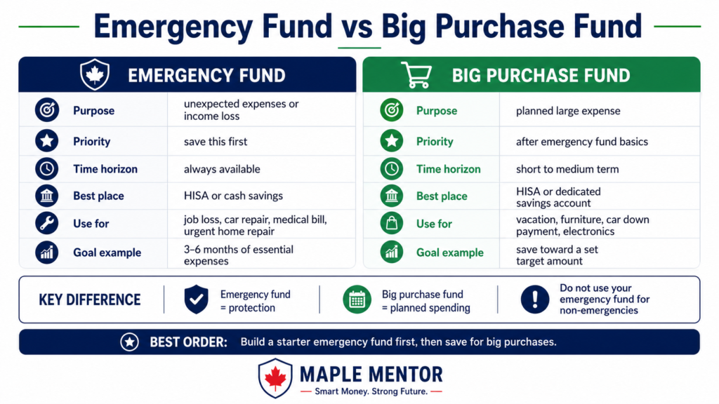 save for big purchases Canada emergency fund comparison