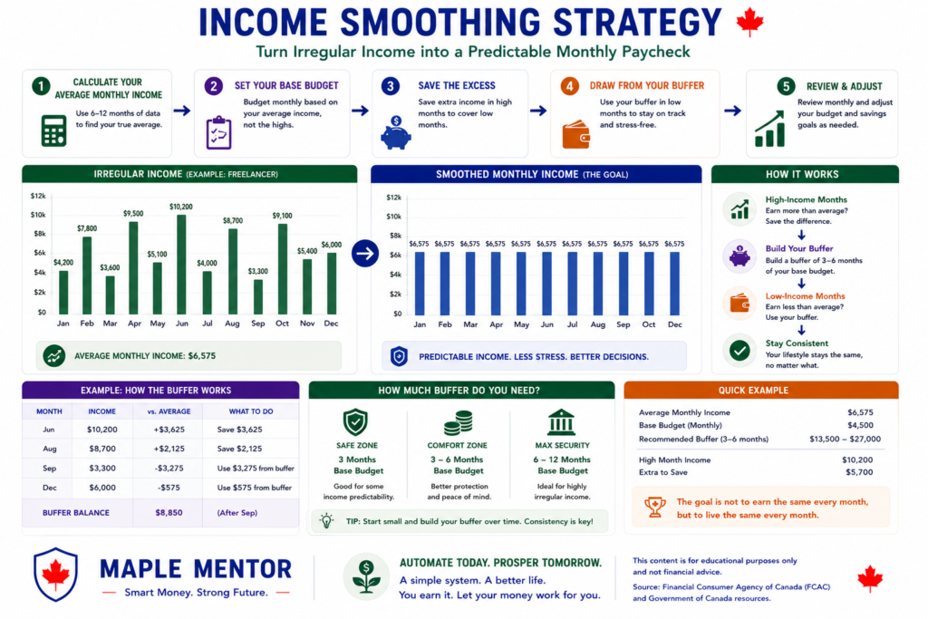 Income Smoothing Strategy manage irregular income Canada monthly income example