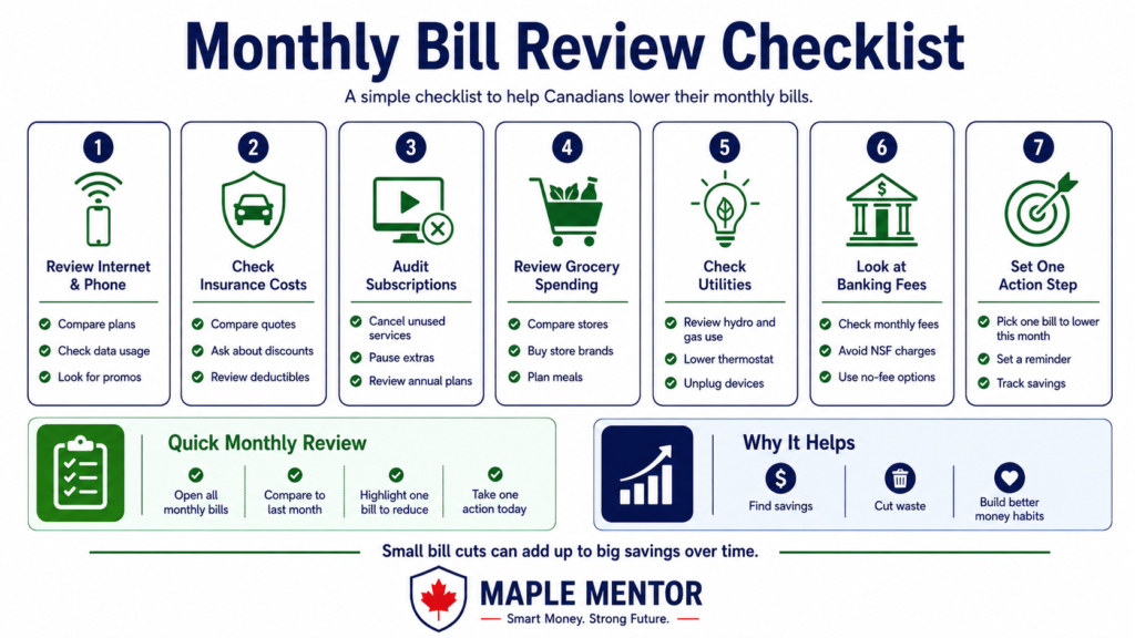 lower your monthly bills in Canada checklist