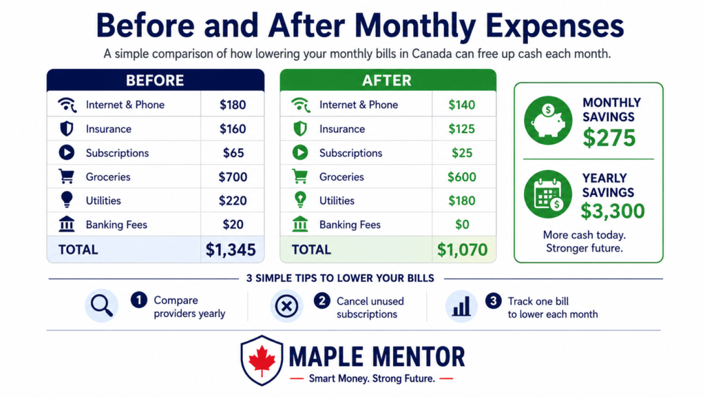 lower your monthly bills in Canada expense comparison