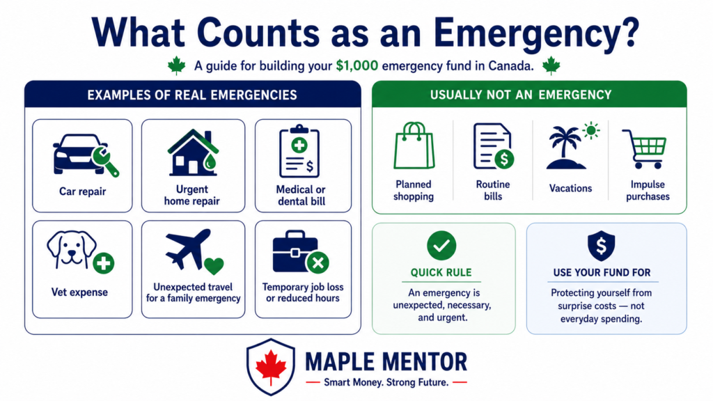 build a $1,000 emergency fund in Canada emergency expense examples