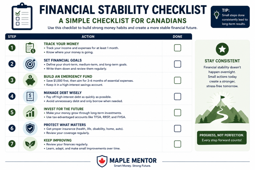 Financial Stability Checklist financial stability Canada checklist for beginners