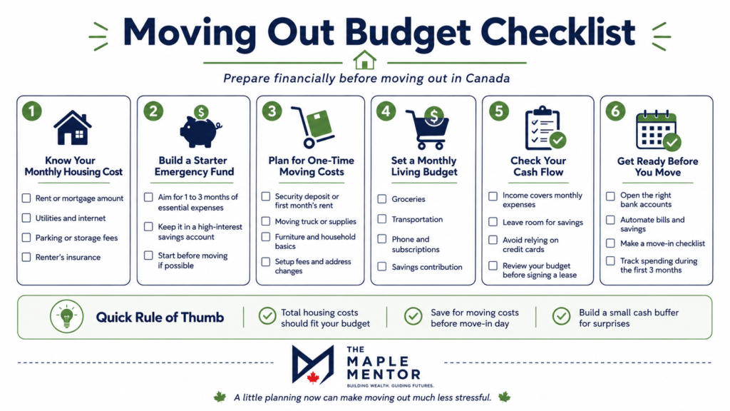 prepare financially before moving out in Canada checklist