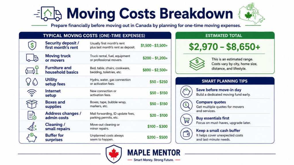 prepare financially before moving out in Canada moving expenses