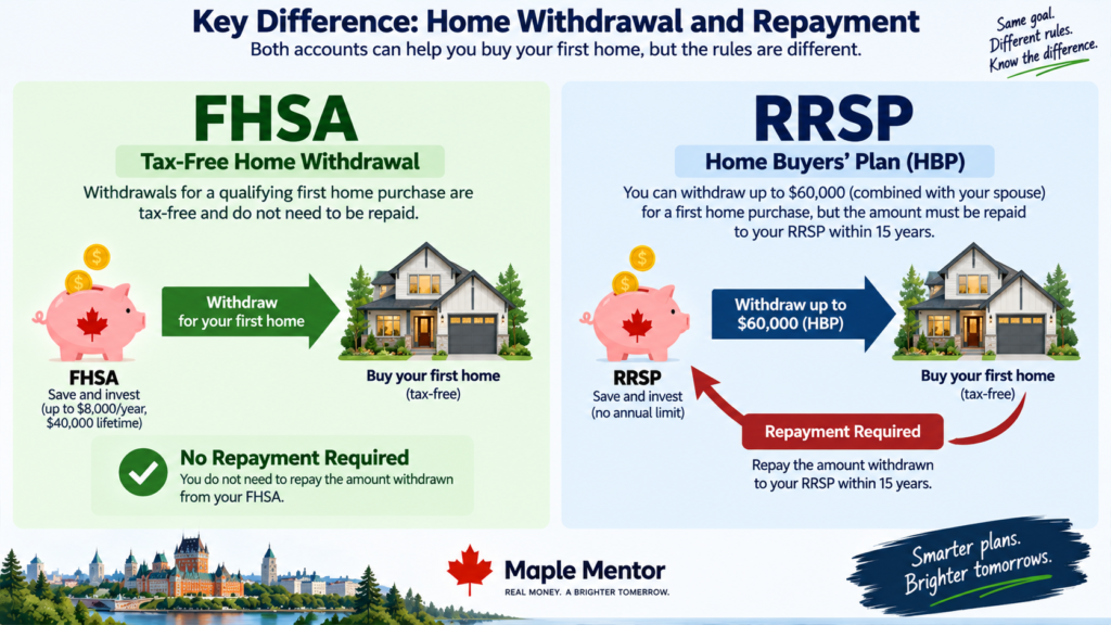fhsa vs rrsp key difference FHSA vs RRSP withdrawal repayment Canada