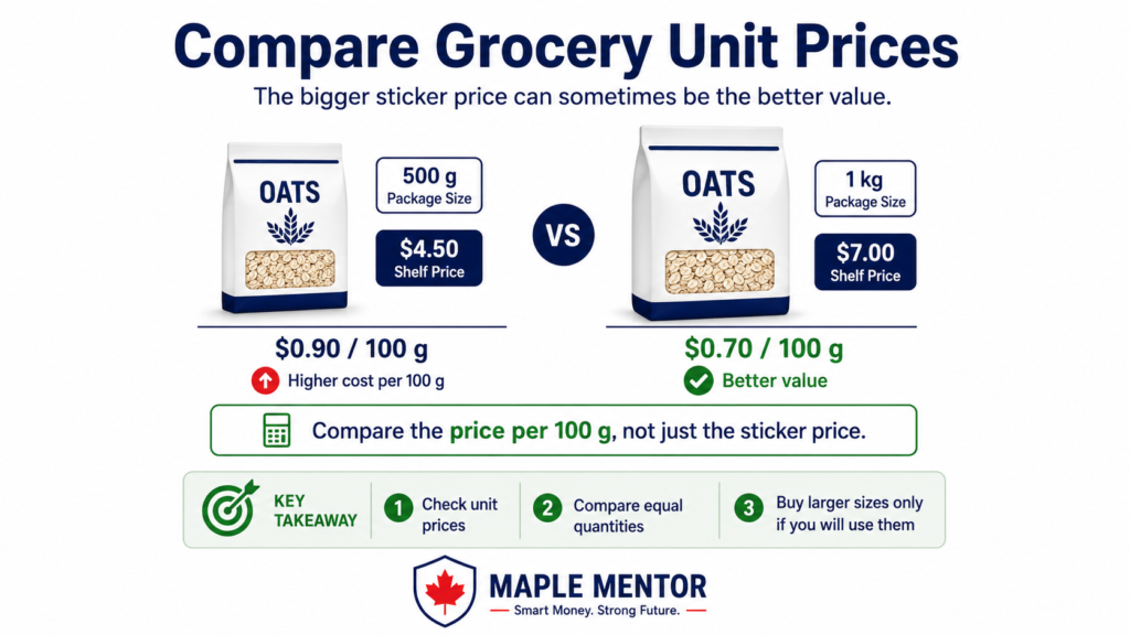Compare Grocery Unit Prices save money on groceries Canada unit price comparison