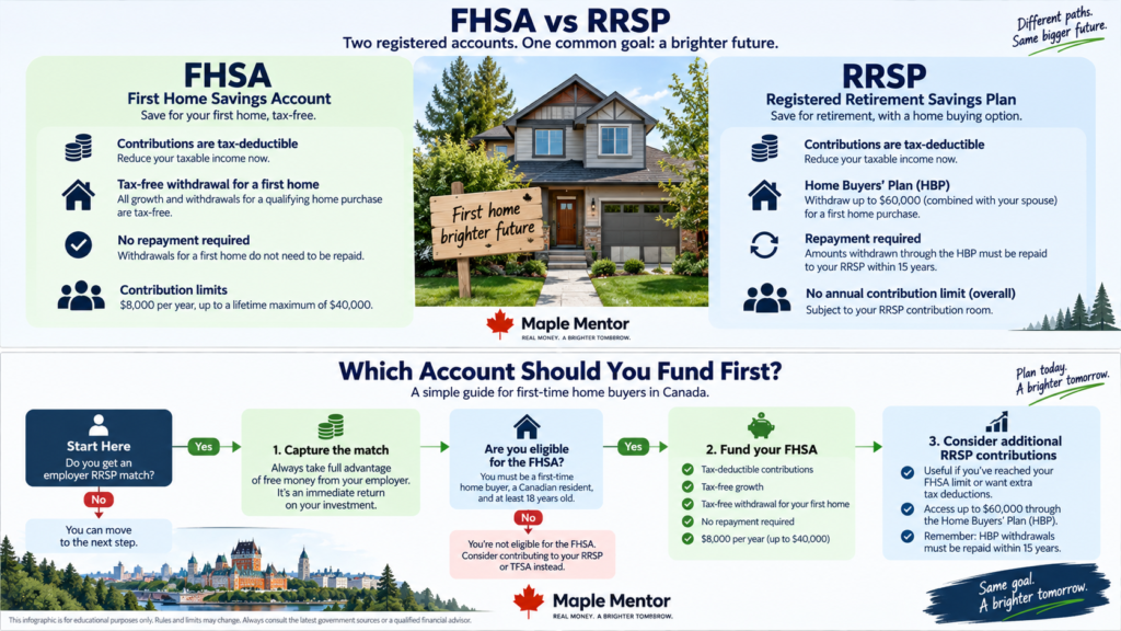 which account should you fund first FHSA vs RRSP which should first-time buyers use first