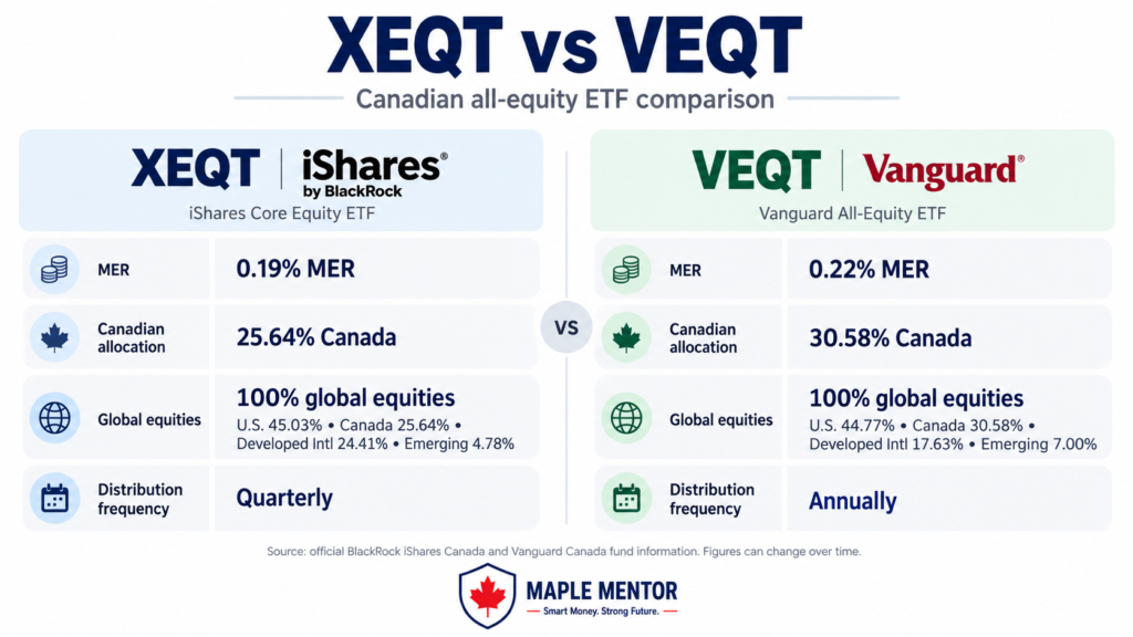 XEQT vs VEQT comparison for Canadian investors