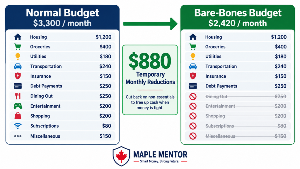 Normal Budget vs Bare-Bones Budget bare-bones budget Canada normal budget comparison