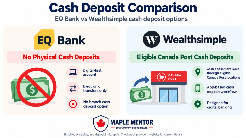 cash deposit comparison EQ Bank vs Wealthsimple cash deposit options