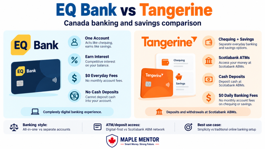 eq bank vs tangerine EQ Bank vs Tangerine comparison for Canadian banking and savings