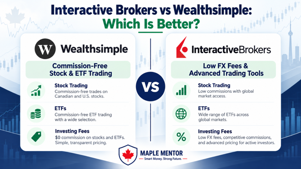 Interactive Brokers vs Wealthsimple Canada comparison for stock trading, ETFs, and investing fees