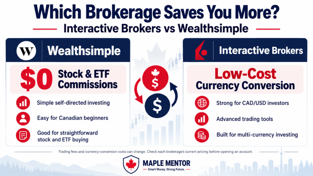 Interactive Brokers vs Wealthsimple trading fees and CAD USD currency conversion costs