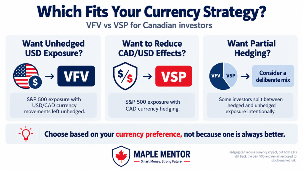 which fits your currency strategy VFV vs VSP which ETF should Canadian investors choose
